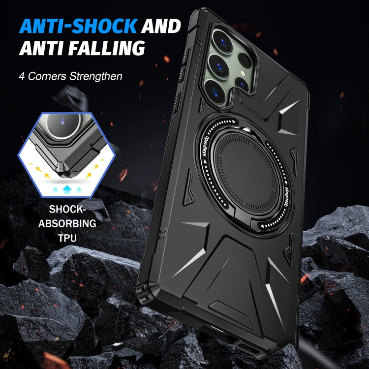 For Samsung Galaxy S24+ 5G MagSafe Magnetic Shockproof Phone Case with Ring Holder(Black) - Galaxy S24+ 5G Cases by PMC TechLife | Online Shopping South Africa | PMC TechLife