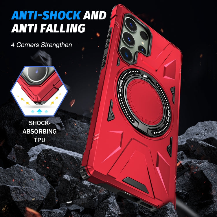 For Samsung Galaxy S24+ 5G MagSafe Magnetic Shockproof Phone Case with Ring Holder(Red) - Galaxy S24+ 5G Cases by PMC TechLife | Online Shopping South Africa | PMC TechLife