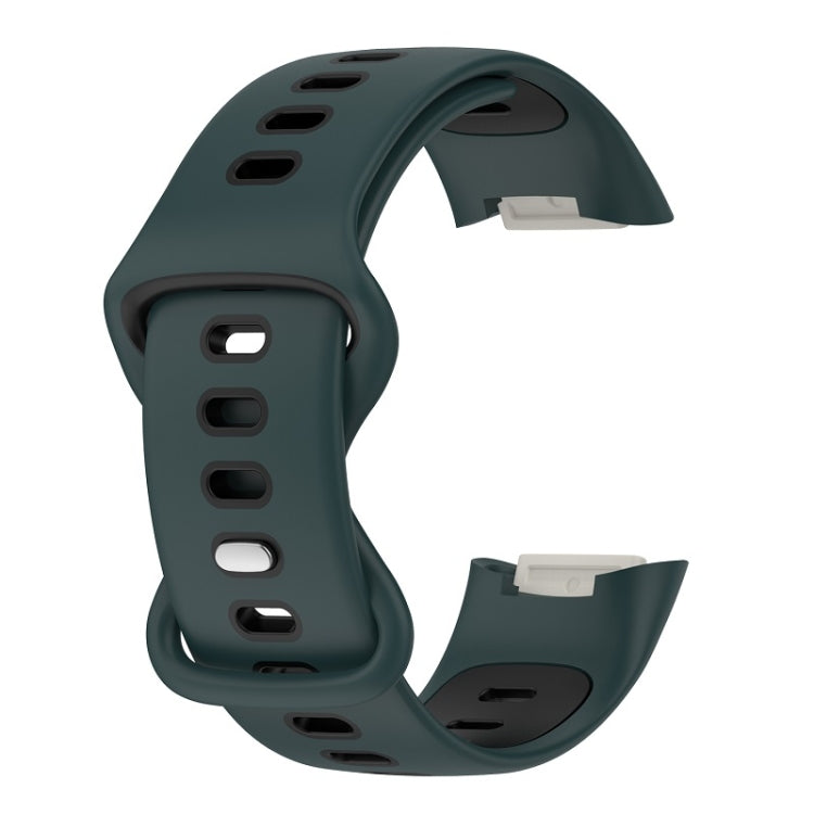 For Fitbit Charge 6 Two Color Silicone Watch Band(Olive Green Black) - Watch Bands by PMC TechLife | Online Shopping South Africa | PMC TechLife