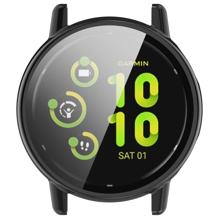 For Garmin vivoactive 5 / Active 5 PC + Tempered Film Integrated Watch Protective Case(Black) - Watch Cases by PMC TechLife | Online Shopping South Africa | PMC TechLife
