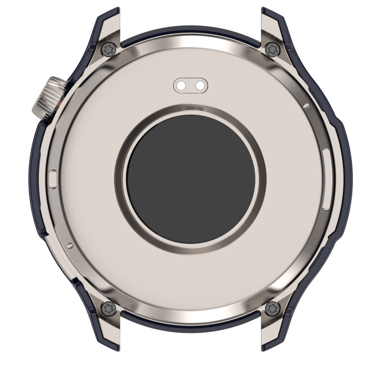 For Amazfit Balance A2286 PC + Tempered Film Integrated Watch Protective Case(Ink Blue) - Watch Cases by PMC TechLife | Online Shopping South Africa | PMC TechLife
