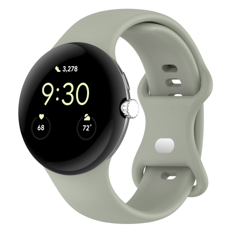 For Google Pixel Watch 2 Solid Color Silicone Watch Band, Size:S Size(Grey Green) - Watch Bands by PMC Jewellery | Online Shopping South Africa | PMC Jewellery