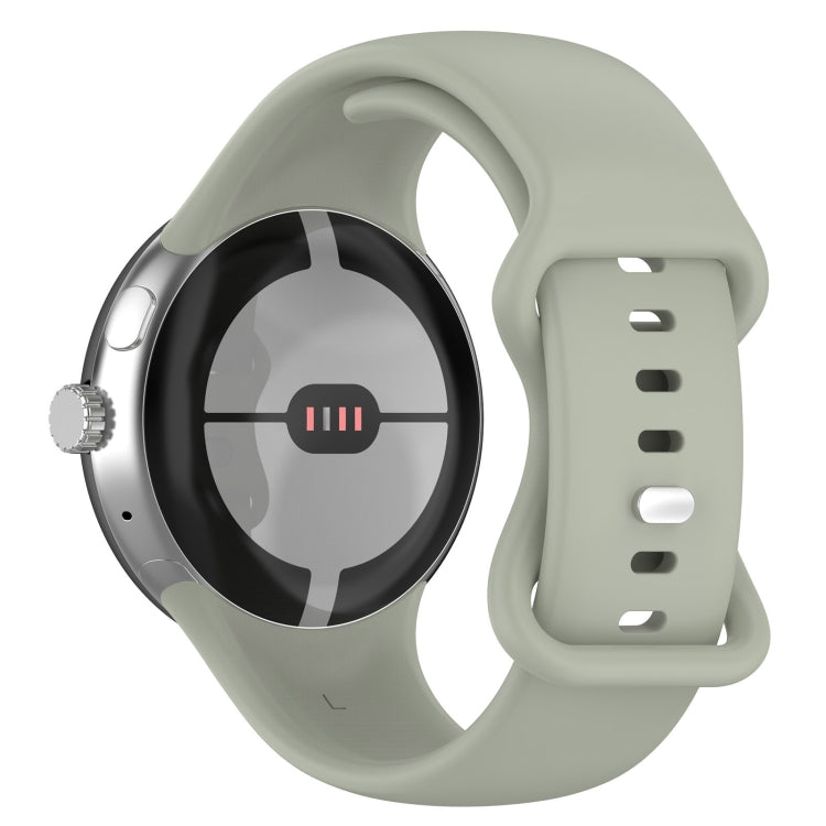 For Google Pixel Watch 2 Solid Color Silicone Watch Band, Size:S Size(Grey Green) - Watch Bands by PMC TechLife | Online Shopping South Africa | PMC TechLife