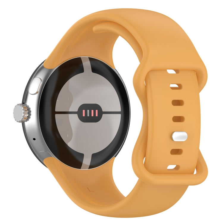 For Google Pixel Watch 2 Solid Color Silicone Watch Band, Size:S Size(Yellow) - Watch Bands by PMC TechLife | Online Shopping South Africa | PMC TechLife
