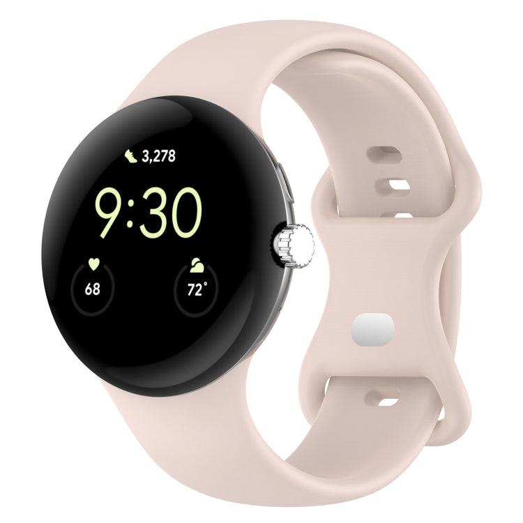 For Google Pixel Watch 2 Solid Color Silicone Watch Band, Size:L Size(Pink) - Watch Bands by PMC TechLife | Online Shopping South Africa | PMC TechLife