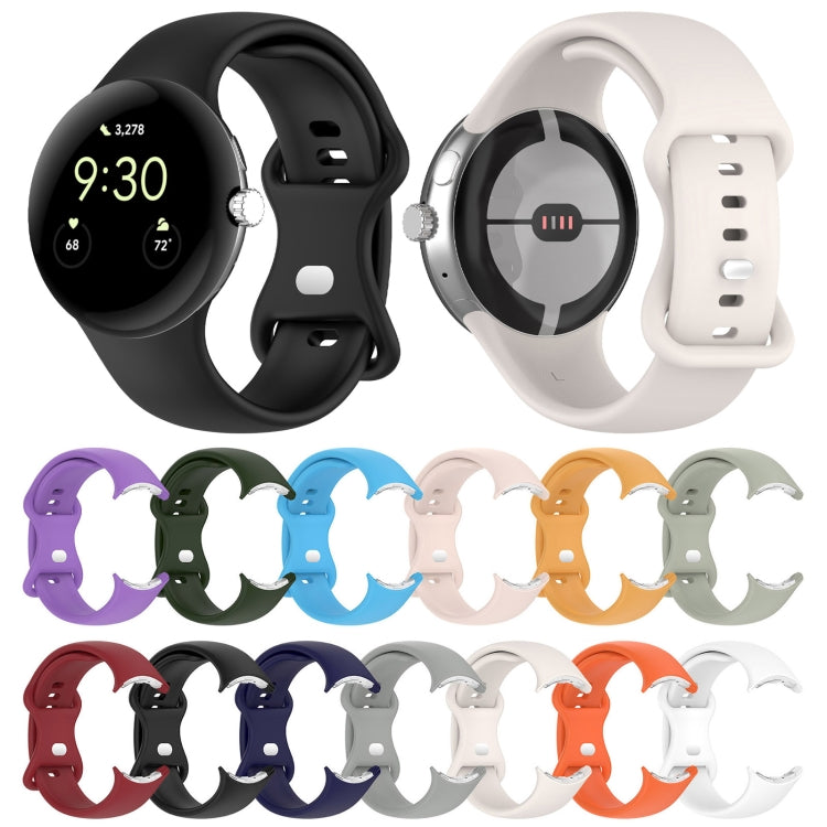 For Google Pixel Watch 2 Solid Color Silicone Watch Band, Size:L Size(Pink) - Watch Bands by PMC TechLife | Online Shopping South Africa | PMC TechLife