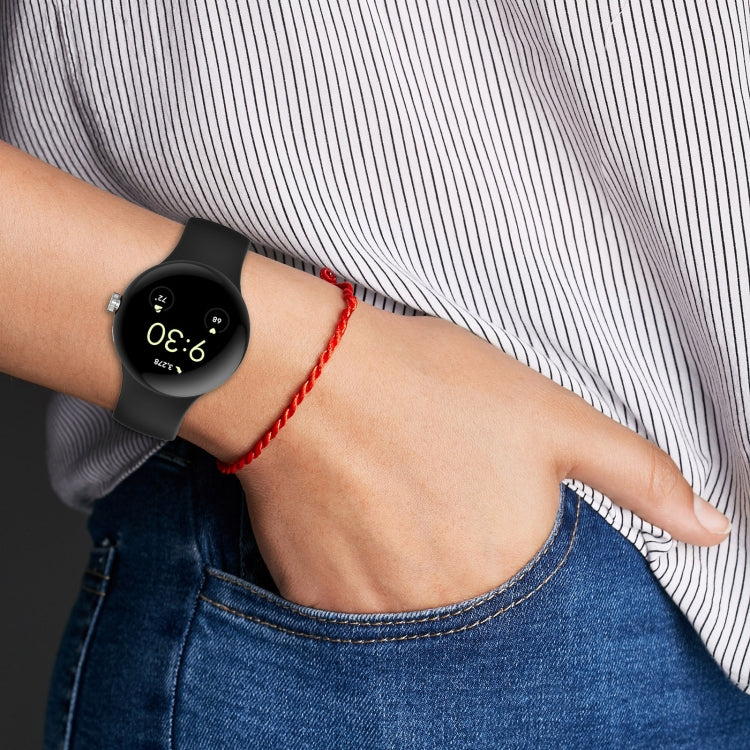 For Google Pixel Watch 2 Solid Color Silicone Watch Band, Size:L Size(Pink) - Watch Bands by PMC TechLife | Online Shopping South Africa | PMC TechLife
