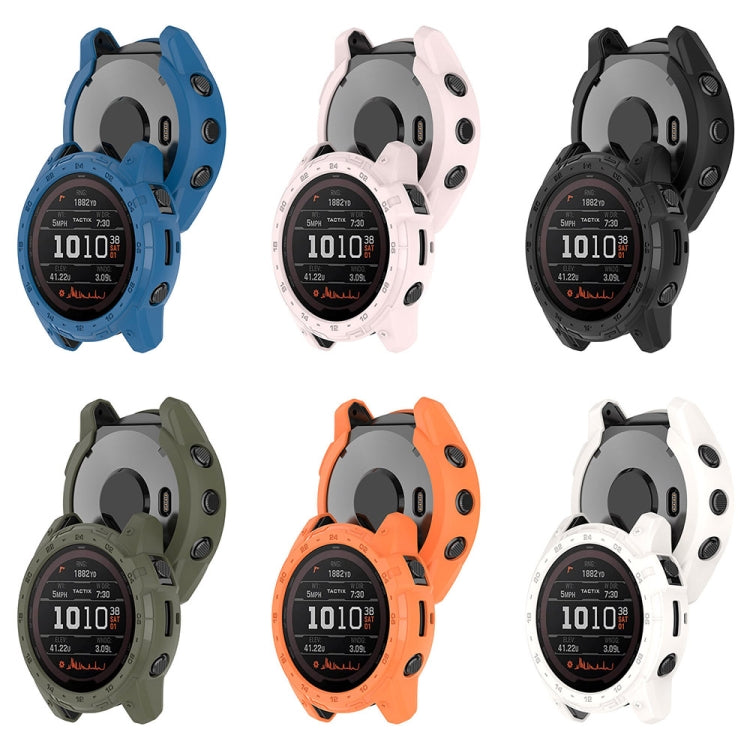 For Garmin Tactix 7 Amoled Armor Hollow TPU Watch Protective Case(Light Pink) - Watch Cases by PMC TechLife | Online Shopping South Africa | PMC TechLife