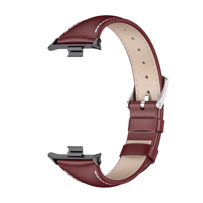 For Xiaomi Mi Band 8 Pro Mijobs Genuine Leather Slim Watch Band(Wine Red Black) - Watch Bands by MIJOBS | Online Shopping South Africa | PMC Jewellery