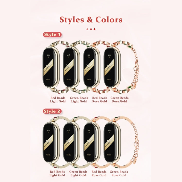 For Xiaomi Mi Band 8 Mijobs Ruyi Beauty Bracelet Watch Band(Light Gold Red) - Watch Bands by MIJOBS | Online Shopping South Africa | PMC Jewellery