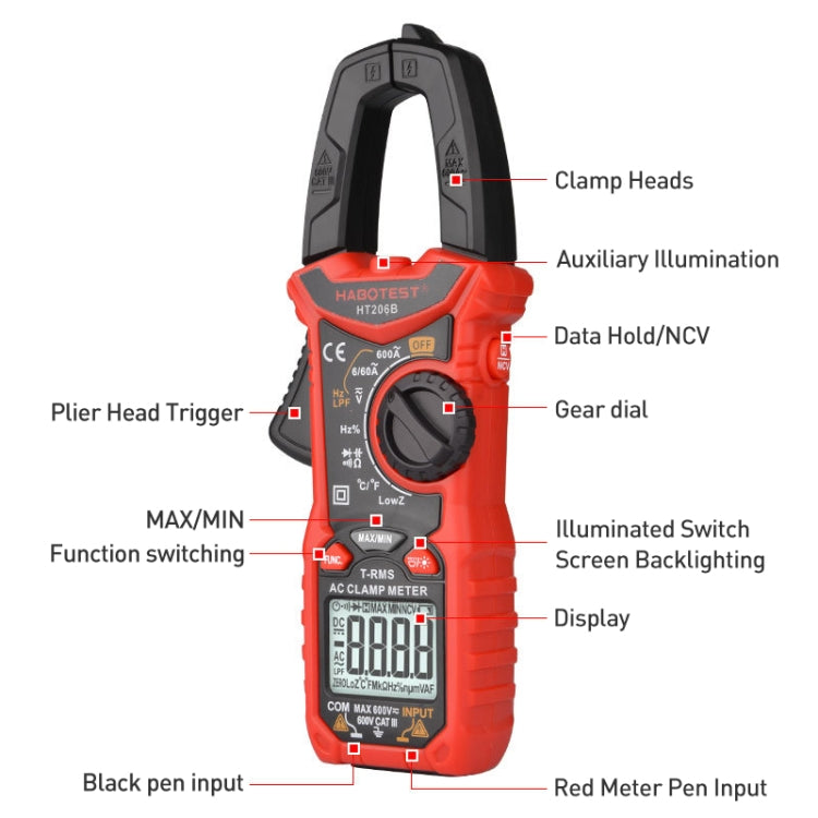 HABOTEST HT206B Auto-ranging High Precision Digital Clamp Multimeter - Digital Multimeter by HABOTEST | Online Shopping South Africa | PMC Jewellery | Buy Now Pay Later Mobicred