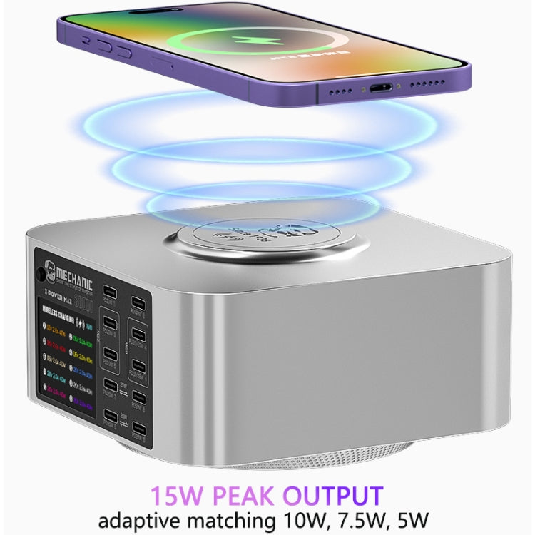 Mechanic X-Power Series Multiport Digital Display USB Charger Station with Wireless Charging, Total Power:300W(US Plug) - Dock Charger by MECHANIC | Online Shopping South Africa | PMC Jewellery | Buy Now Pay Later Mobicred