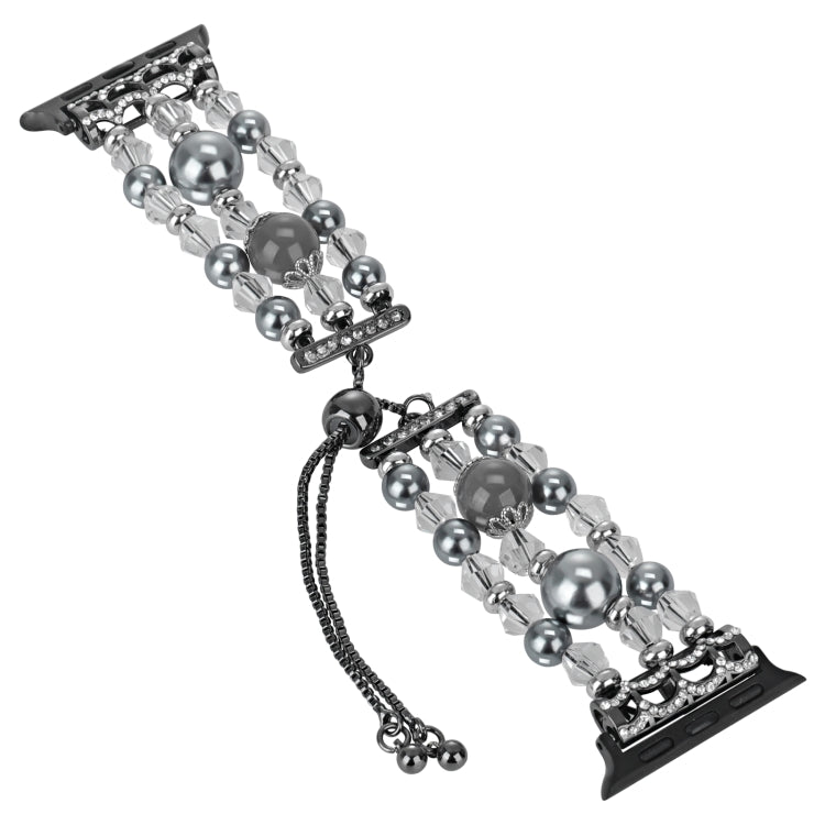 For Apple Watch Ultra 49mm Beaded Onyx Retractable Chain Watch Band(Grey) - free shipping - PMC TechLife - Order now!