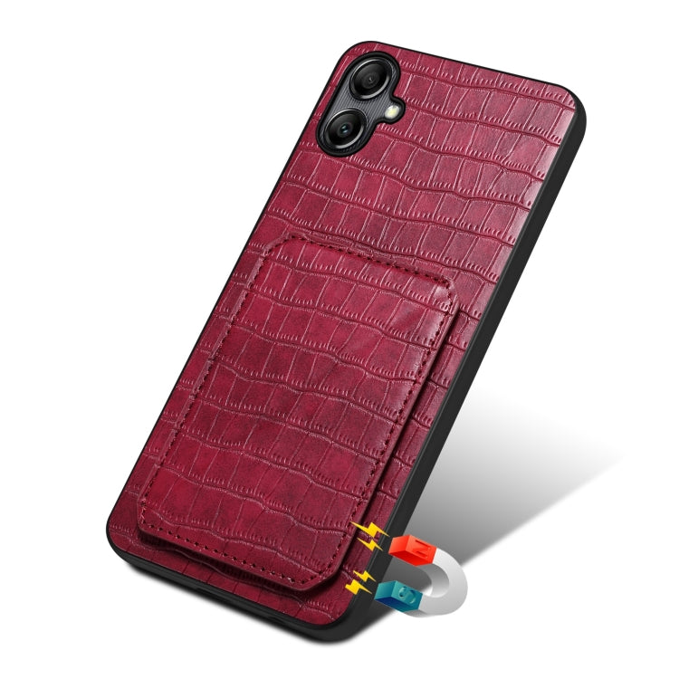 For Samsung Galaxy S23 FE 5G Denior Imitation Crocodile Leather Back Phone Case with Holder(Rose Red) - Galaxy S23 FE 5G Cases by Denior | Online Shopping South Africa | PMC Jewellery