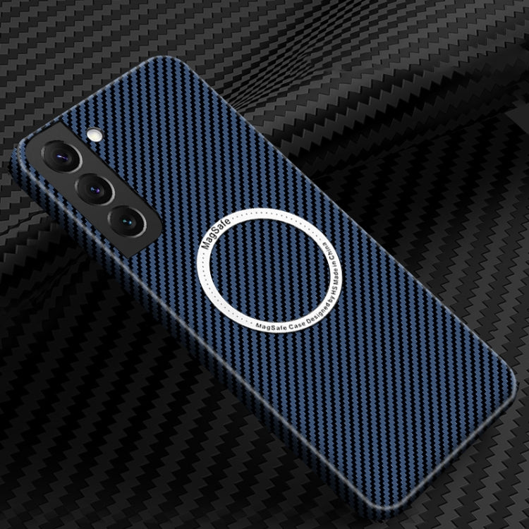 For Samsung Galaxy S24 5G Carbon Fiber Texture MagSafe Magnetic Phone Case(Blue) - Galaxy S24 5G Cases by PMC Jewellery | Online Shopping South Africa | PMC Jewellery