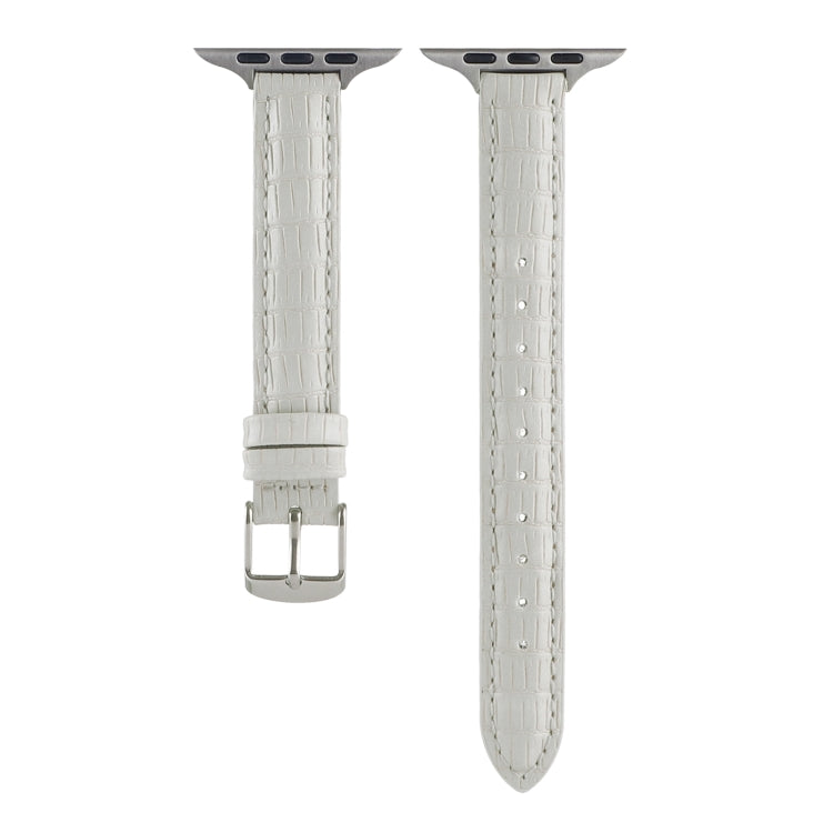 For Apple Watch SE 2023 40mm Slim Crocodile Leather Watch Band(White) - free shipping - PMC TechLife - Order now!