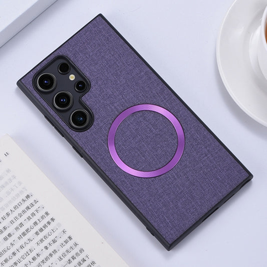 For Samsung Galaxy S24 Ultra 5G Magsafe Magnetic Ring Cloth Texture Phone Case(Purple) - Galaxy S24 Ultra 5G Cases by PMC Jewellery | Online Shopping South Africa | PMC Jewellery