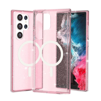 For Samsung Galaxy S24 Ultra 5G Terminator Style Glitter Powder MagSafe Magnetic Phone Case(Pink) - Galaxy S24 Ultra 5G Cases by PMC Jewellery | Online Shopping South Africa | PMC Jewellery