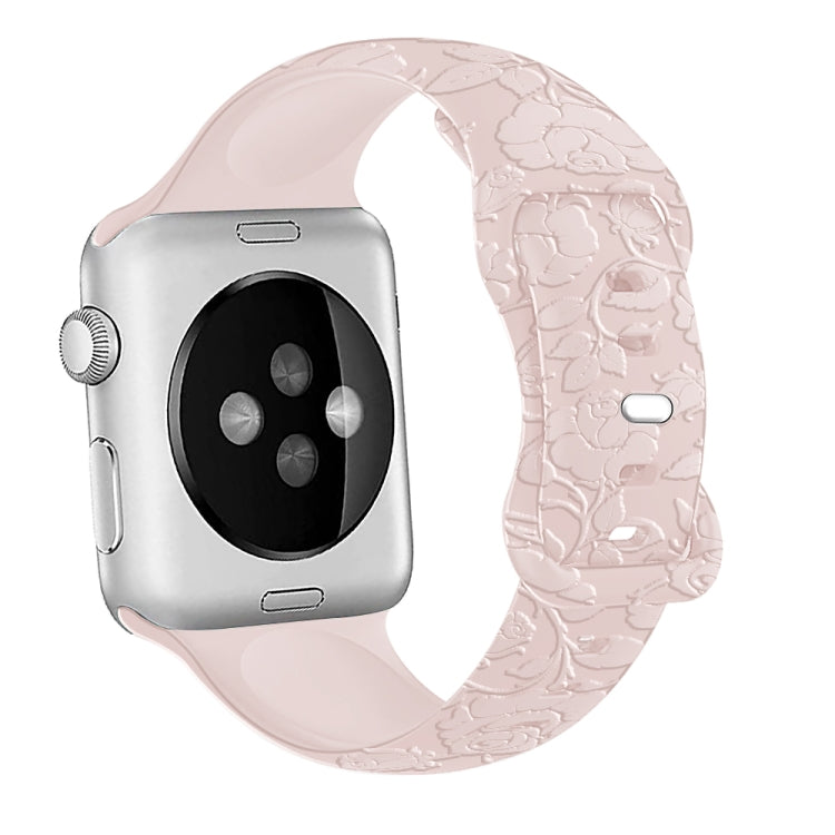 For Apple Watch SE 40mm Rose Embossed Silicone Watch Band(Pink) - Watch Bands by PMC TechLife | Online Shopping South Africa | PMC TechLife