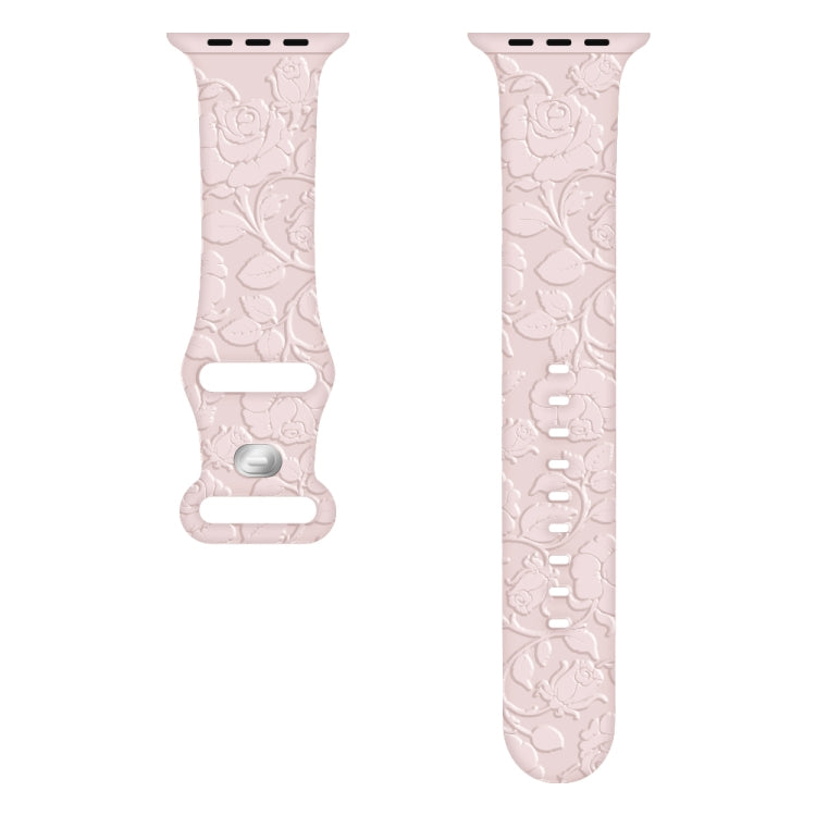 For Apple Watch Series 2 38mm Rose Embossed Silicone Watch Band(Pink) - Watch Bands by PMC TechLife | Online Shopping South Africa | PMC TechLife