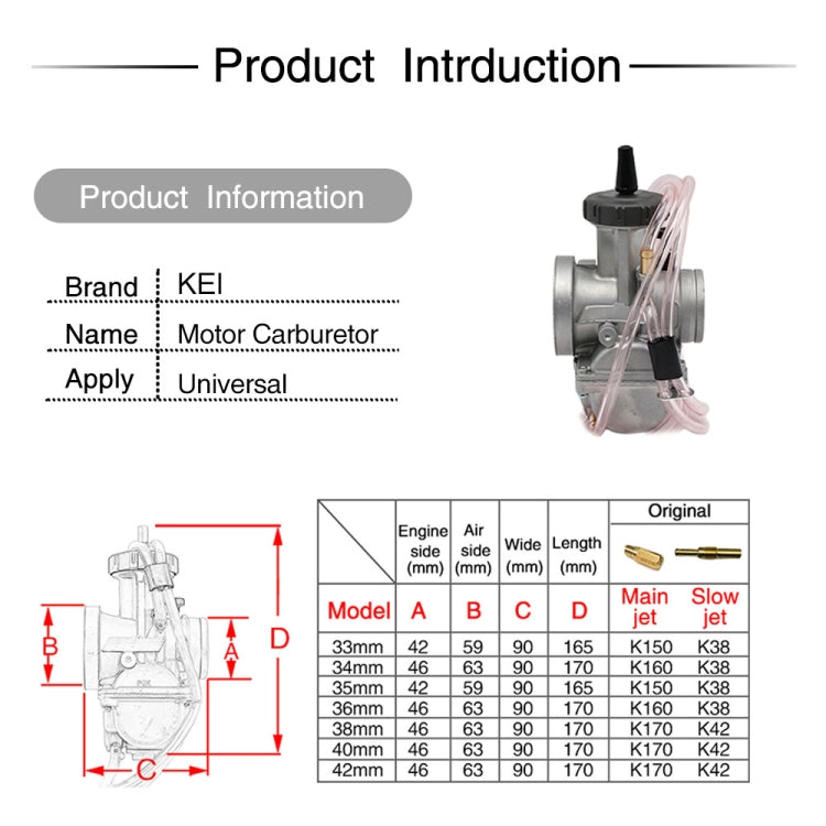 PWK36mm Universal Motorcycle Carburetor Carb Motor Carburetor - Engines & Engine Parts by PMC TechLife | Online Shopping South Africa | PMC TechLife
