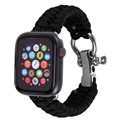 For Apple Watch Ultra 49mm / Series 8&7 45mm / SE 2&6&SE&5&4 44mm / 3&2&1 42mm Umbrella Cord Nylon Braided Watch Band(Black) - Smart Wear by PMC Jewellery | Online Shopping South Africa | PMC Jewellery