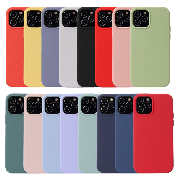 For iPhone 12 / 12 Pro Solid Color Liquid Silicone Shockproof Protective Case(Carmine) - iPhone 12 / 12 Pro Cases by PMC TechLife | Online Shopping South Africa | PMC TechLife