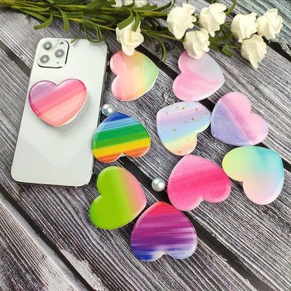 5 PCS Universal Heart-shaped Gradient Painted Phone Airbag Folding Stand Ring Holder, Random Color Delivery - Ring Holder by PMC Jewellery | Online Shopping South Africa | PMC Jewellery