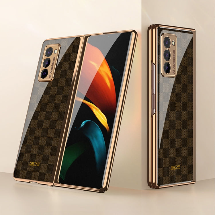 For Samsung Galaxy Z Fold2 GKK Electroplating Painted Glass Case(Chess Brown) - Galaxy Phone Cases by GKK | Online Shopping South Africa | PMC Jewellery | Buy Now Pay Later Mobicred