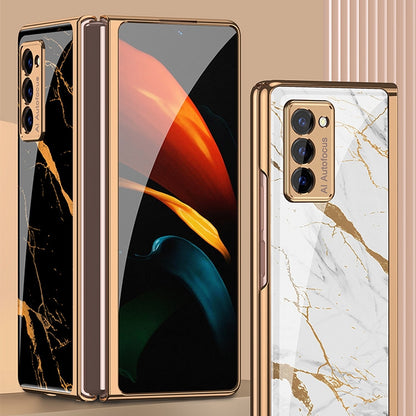 For Samsung Galaxy Z Fold2 GKK Electroplating Painted Glass Case(Chess Brown) - Galaxy Phone Cases by GKK | Online Shopping South Africa | PMC Jewellery | Buy Now Pay Later Mobicred