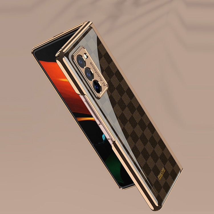 For Samsung Galaxy Z Fold2 GKK Electroplating Painted Glass Case(Chess Brown) - Galaxy Phone Cases by GKK | Online Shopping South Africa | PMC Jewellery | Buy Now Pay Later Mobicred