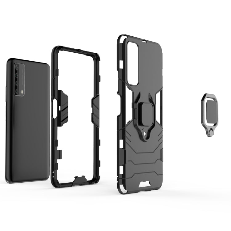 For Huawei P Smart (2021) PC + TPU Shockproof Protective Case with Magnetic Ring Holder(Red) - free shipping - PMC TechLife - Order now!