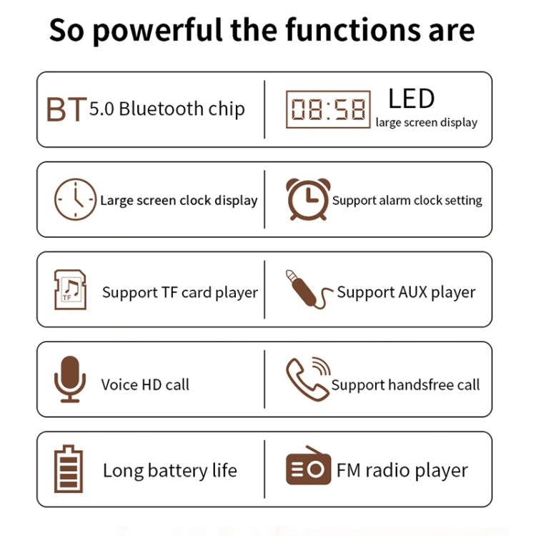 W8C Wooden Clock Subwoofer Bluetooth Speaker, Support TF Card & U Disk & 3.5mm AUX(Brown Wood) - Desktop Speaker by PMC Jewellery | Online Shopping South Africa | PMC Jewellery