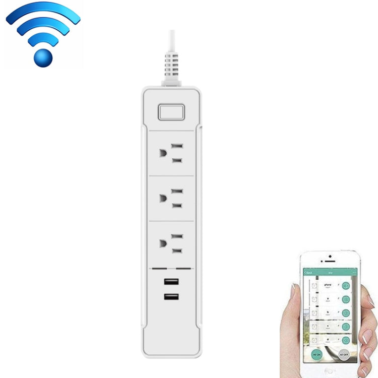 C198A 2 USB Ports + 3 US Sockets WiFi Smart Power Plug Socket, Compatible with Alexa and Google Home, AC 110V-240V, US Plug(White) - Smart Socket by PMC Jewellery | Online Shopping South Africa | PMC Jewellery