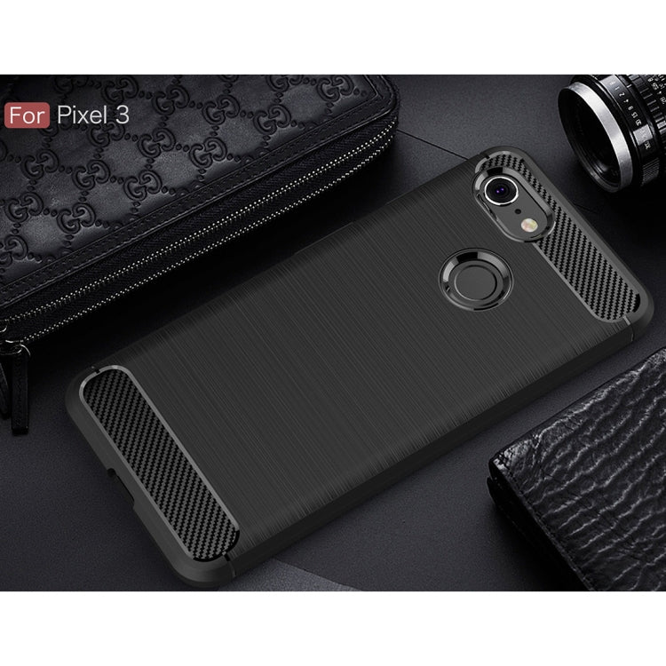 Brushed Texture Carbon Fiber Shockproof TPU Case for Google Pixel 3(Black) - Google Cases by PMC TechLife | Online Shopping South Africa | PMC TechLife | Buy Now Pay Later Mobicred