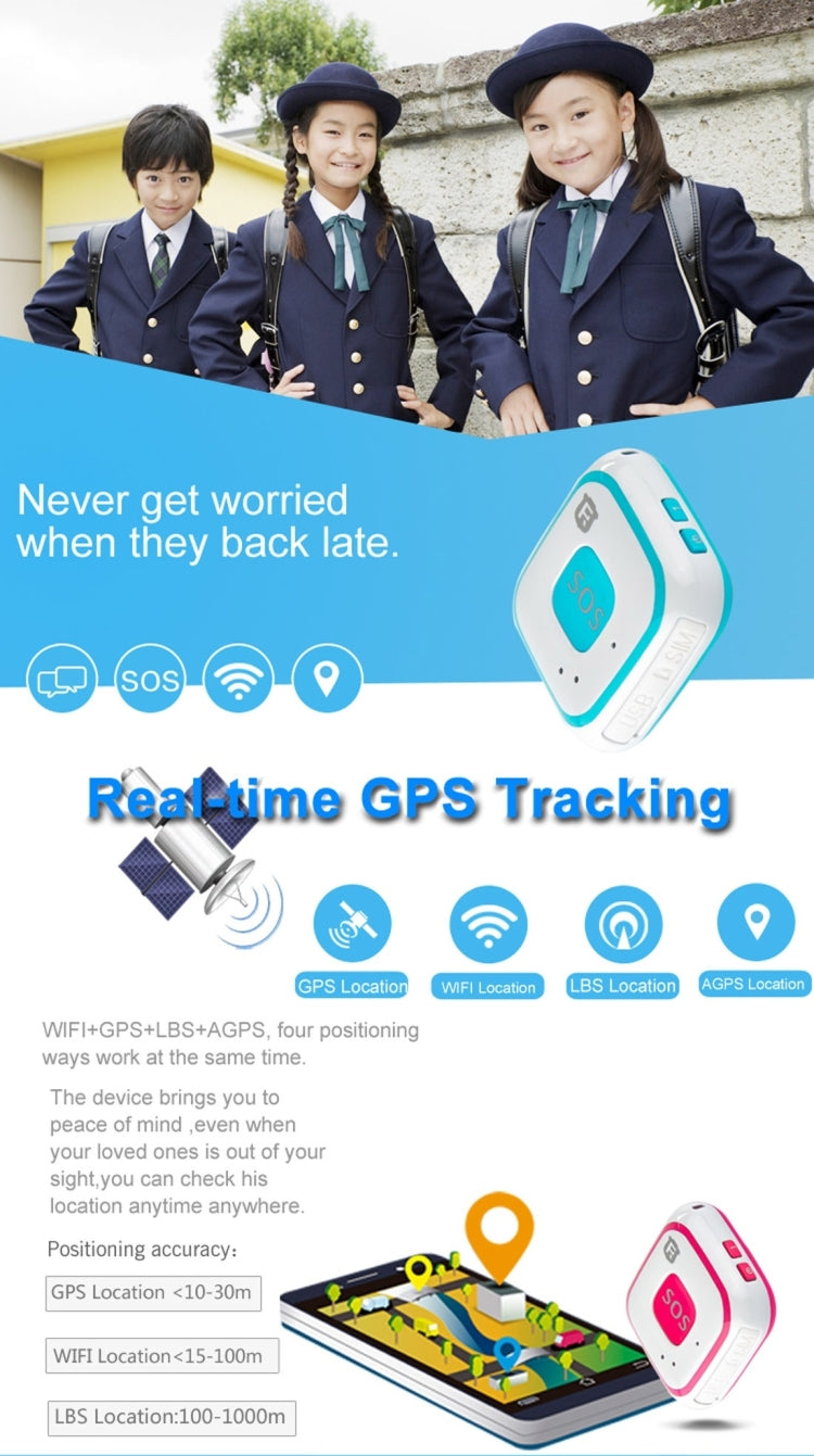 REACHFAR V28 Necklace Style GSM Mini LBS WiFi AGPS Tracker SOS Communicator(Blue) - Personal Tracker by REACHFAR | Online Shopping South Africa | PMC Jewellery