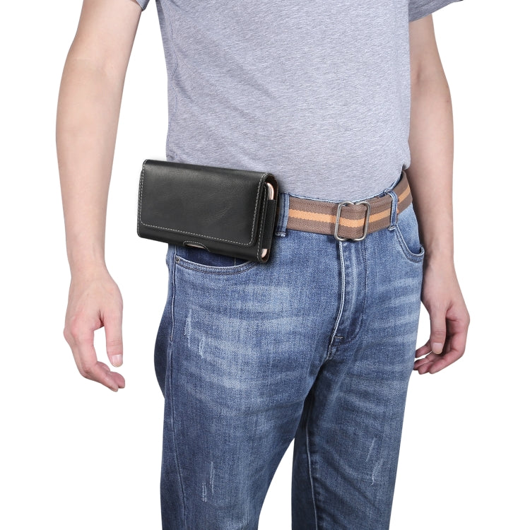 Men Lambskin Texture Multi-functional Universal Mobile Phone Waist Pack Leather Case for 6.9 Inch or Below Smartphones(Black) - Huawei Cases by PMC TechLife | Online Shopping South Africa | PMC TechLife
