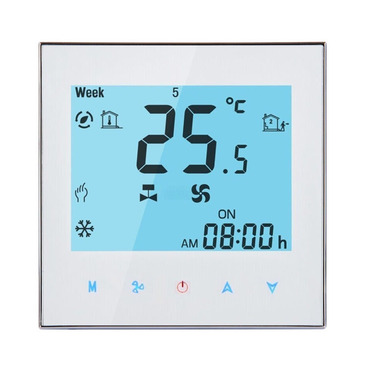 LCD Display Air Conditioning 2-Pipe Programmable Room Thermostat for Fan Coil Unit, Supports Wifi(White) - Thermostat & Thermometer by PMC TechLife | Online Shopping South Africa | PMC TechLife