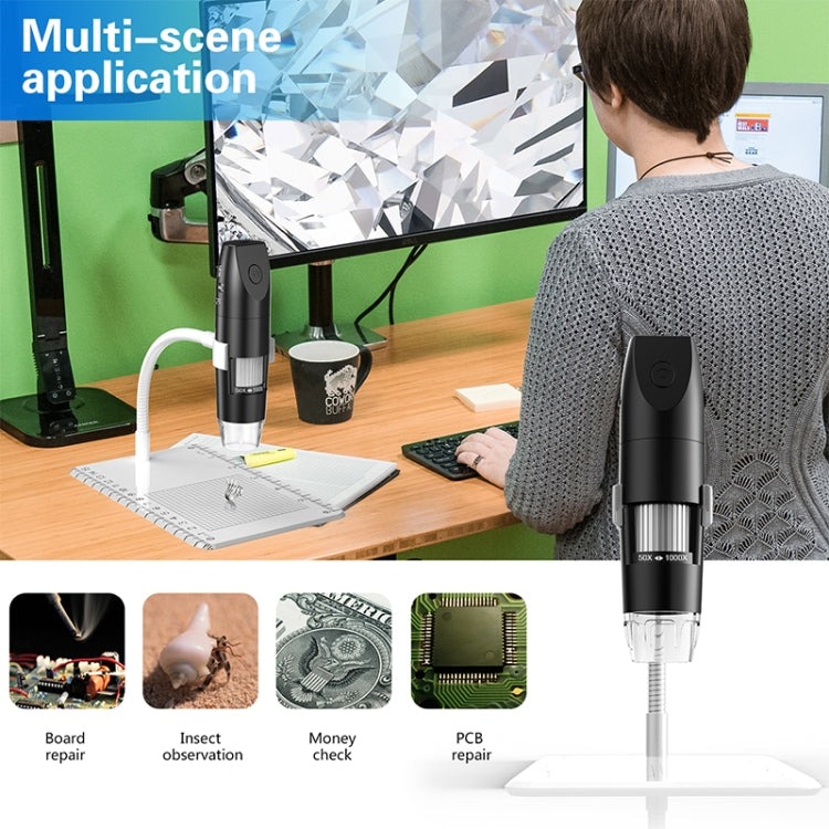316 50-1000X Adjustable Smart Wifi USB Digital Microscope (Black) - free shipping - PMC TechLife - Order now!