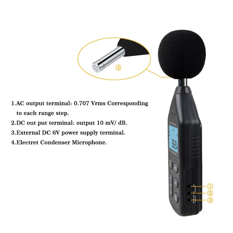 Wintact WT1357 Digital Sound Level Meter, Range: 30dB~130dB - free shipping - PMC TechLife - Order now!