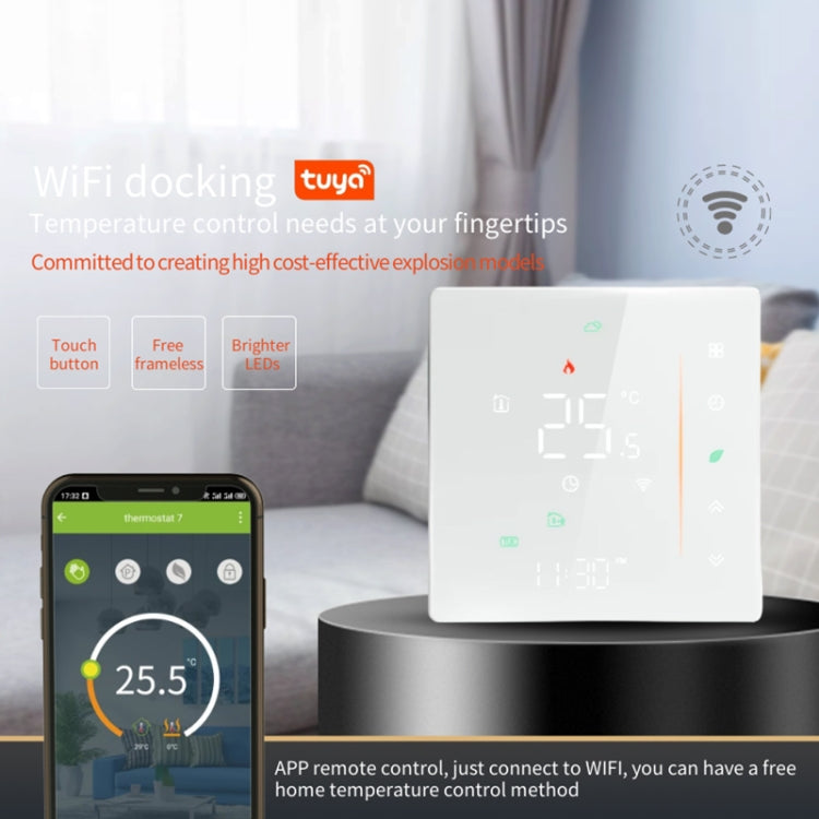 BHT-006GBLW 95-240V AC 16A Smart Home Heating Thermostat for EU Box, Control Electric Heating with Only Internal Sensor & External Sensor & WiFi Connection (White) - Thermostat & Thermometer by PMC TechLife | Online Shopping South Africa | PMC TechLife