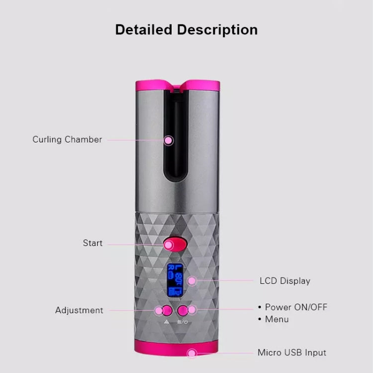 USB Charging Automatic Hair Curler Portable Mini Wireless Multi-function Curling Iron with LCD Display (Pink) - Hair Curler by PMC TechLife | Online Shopping South Africa | PMC TechLife