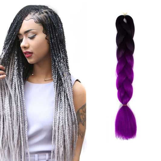 Fashion Color Gradient Individual Braid Wigs Chemical Fiber Big Braids, Length: 60cm(55 Black+Purple Red) - Wigs by PMC Jewellery | Online Shopping South Africa | PMC Jewellery