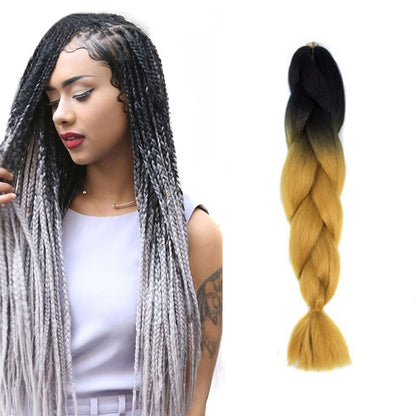 Fashion Color Gradient Individual Braid Wigs Chemical Fiber Big Braids, Length: 60cm(11 Black+Gold Yellow) - Wigs by PMC Jewellery | Online Shopping South Africa | PMC Jewellery