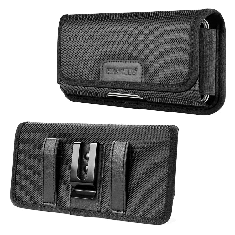 HAWEEL 6.1-6.8 inch Nylon Cloth Phone Belt Clip Horizontal Carrying Pouch with Card Slot (Black) -  by HAWEEL | Online Shopping South Africa | PMC Jewellery