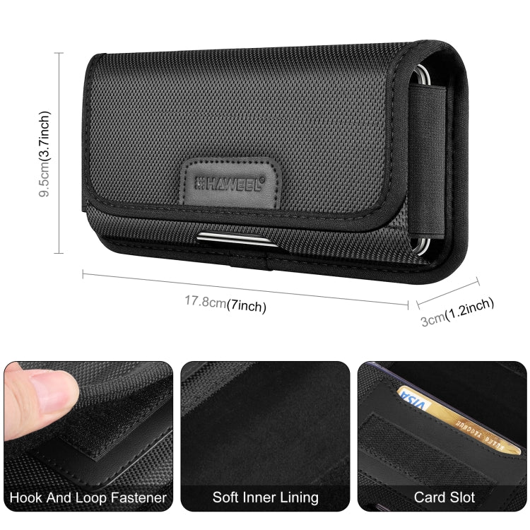 HAWEEL 6.1-6.8 inch Nylon Cloth Phone Belt Clip Horizontal Carrying Pouch with Card Slot (Black) -  by HAWEEL | Online Shopping South Africa | PMC Jewellery