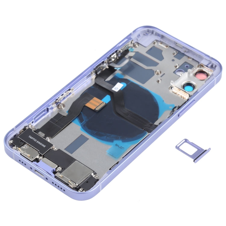 Battery Back Cover Assembly (with Side Keys & Speaker Ringer Buzzer & Motor & Camera Lens & Card Tray & Power Button + Volume Button + Charging Port & Wireless Charging Module) for iPhone 12(Purple) - Back Cover by PMC TechLife | Online Shopping South Africa | PMC TechLife