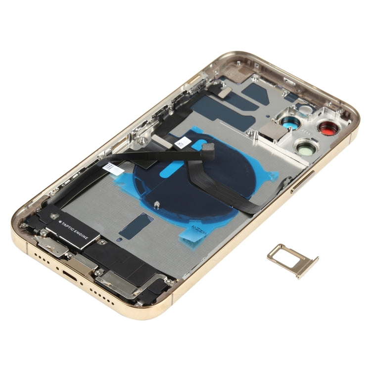 Battery Back Cover Assembly (with Side Keys & Speaker Ringer Buzzer & Motor & Camera Lens & Card Tray & Power Button + Volume Button + Charging Port & Wireless Charging Module) for iPhone 12 Pro Max(Gold) - Back Cover by PMC TechLife | Online Shopping South Africa | PMC TechLife