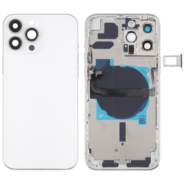 For iPhone 13 Pro Max Battery Back Cover with Side Keys & Card Tray & Power + Volume Flex Cable & Wireless Charging Module(White) - Back Cover by PMC TechLife | Online Shopping South Africa | PMC TechLife | Buy Now Pay Later Mobicred