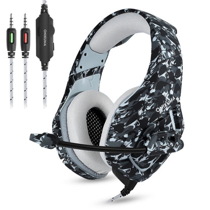 ONIKUMA K1-B Deep Bass Noise Canceling Camouflage Gaming Headphone with Microphone(Grey) - Multimedia Headset by ONIKUMA | Online Shopping South Africa | PMC Jewellery | Buy Now Pay Later Mobicred